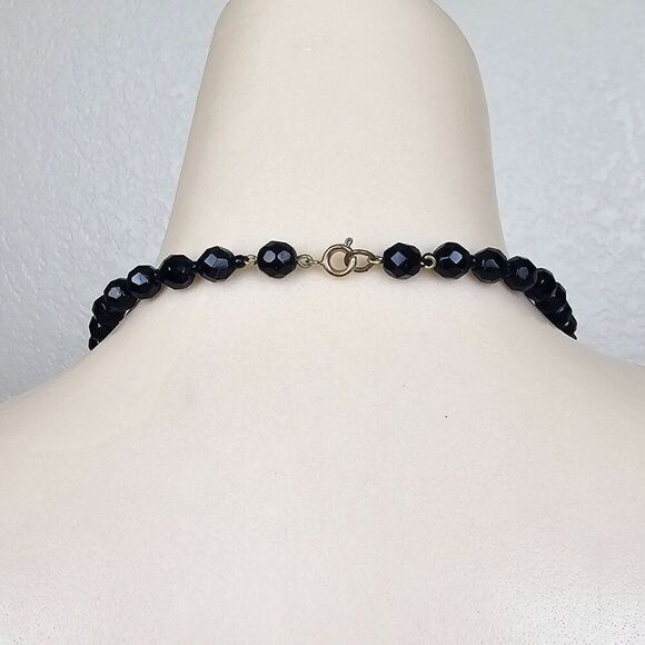 Vintage Multi Faceted Smoky Gray French Jet Black Glass Bead Necklace 25.5" Long - Picture 4 of 10
